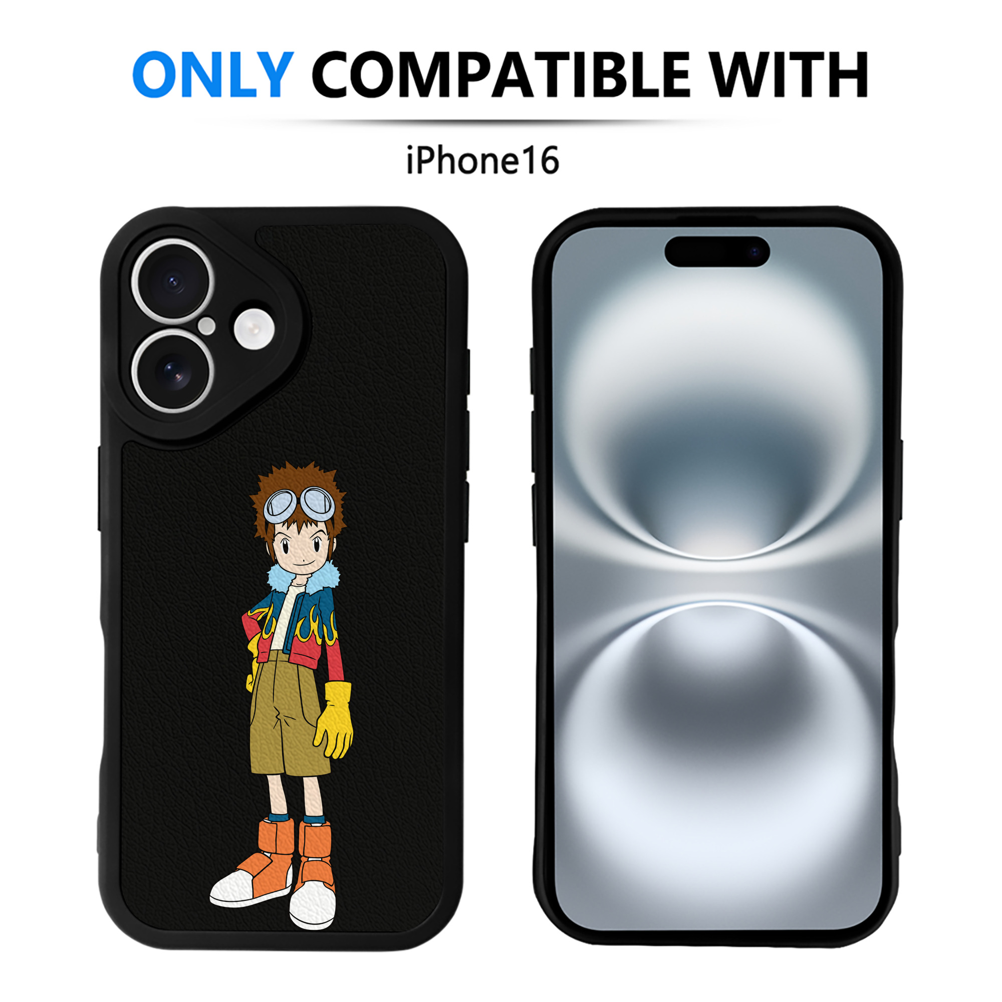 （画像用） Digimon デジタルモンスター/デジモン 【iPhone 16シリーズ対応】シリコンスマホケース（レザー調） 材質：シリコン